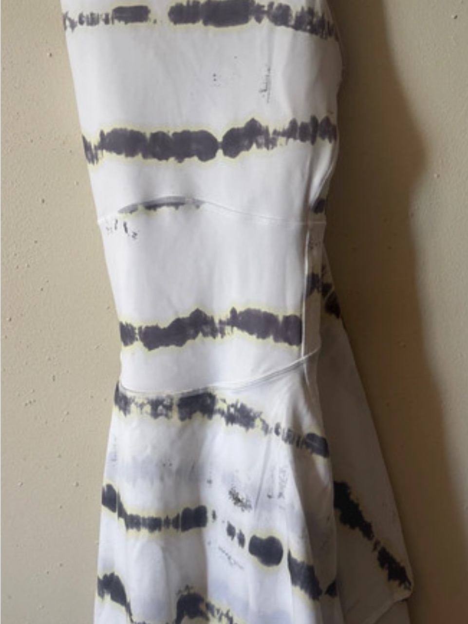 Lululemon Athletica White Dress With Charcoal Tie-Dye Stripes